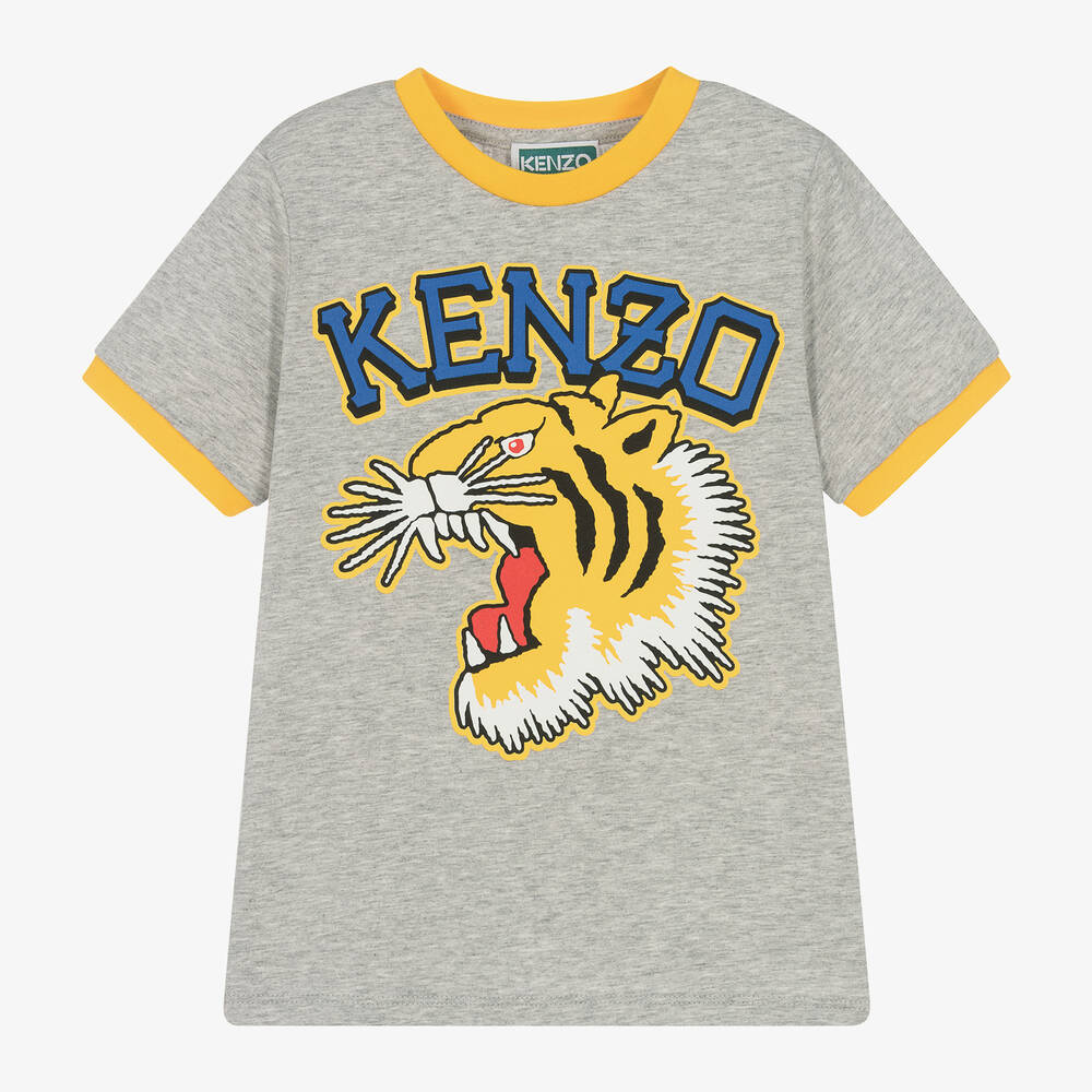 KENZO KIDS - Boys Grey Cotton T-Shirt | Childrensalon