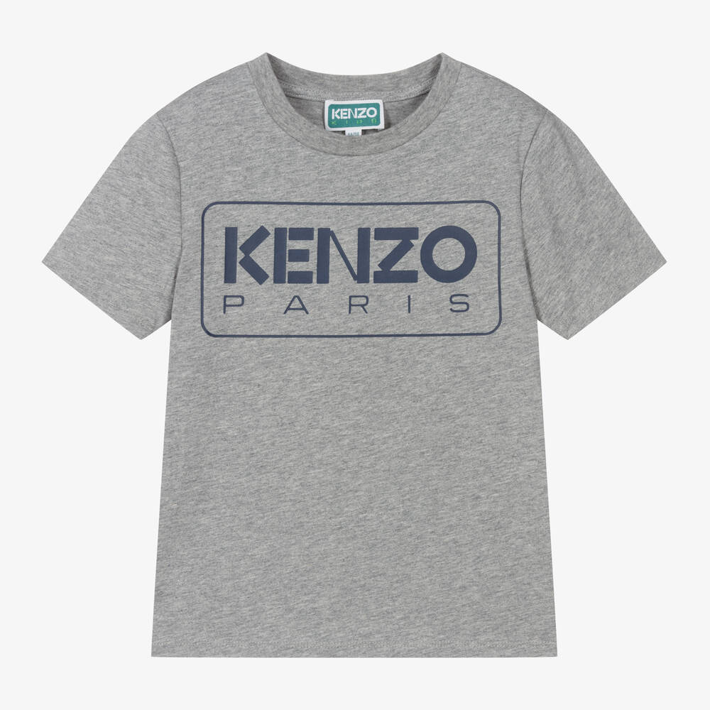 KENZO KIDS - Boys Grey Marl Cotton T-Shirt | Childrensalon