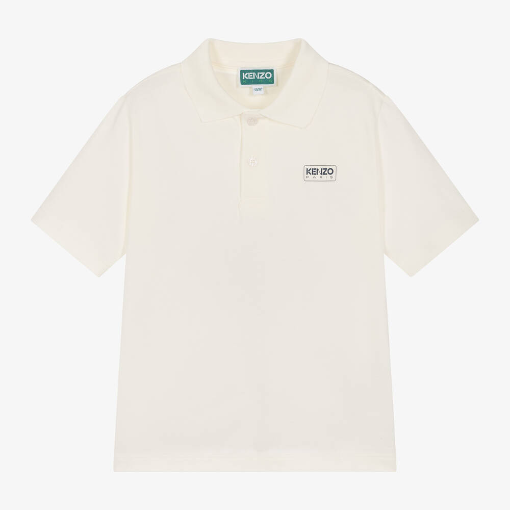 KENZO KIDS - Boys Ivory Cotton Polo Shirt | Childrensalon