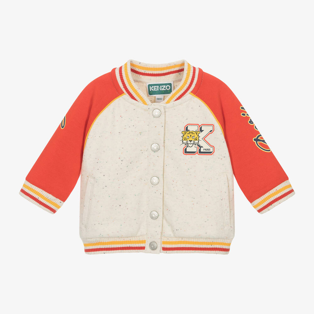 Kenzo Babies'  Kids Boys Ivory & Red Cotton Tiger Jacket