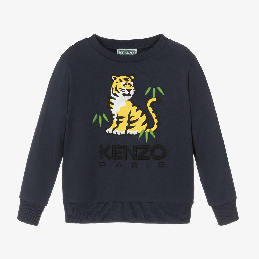 KENZO KIDS - Sweat bleu marine en coton KOTORA garçon | Childrensalon