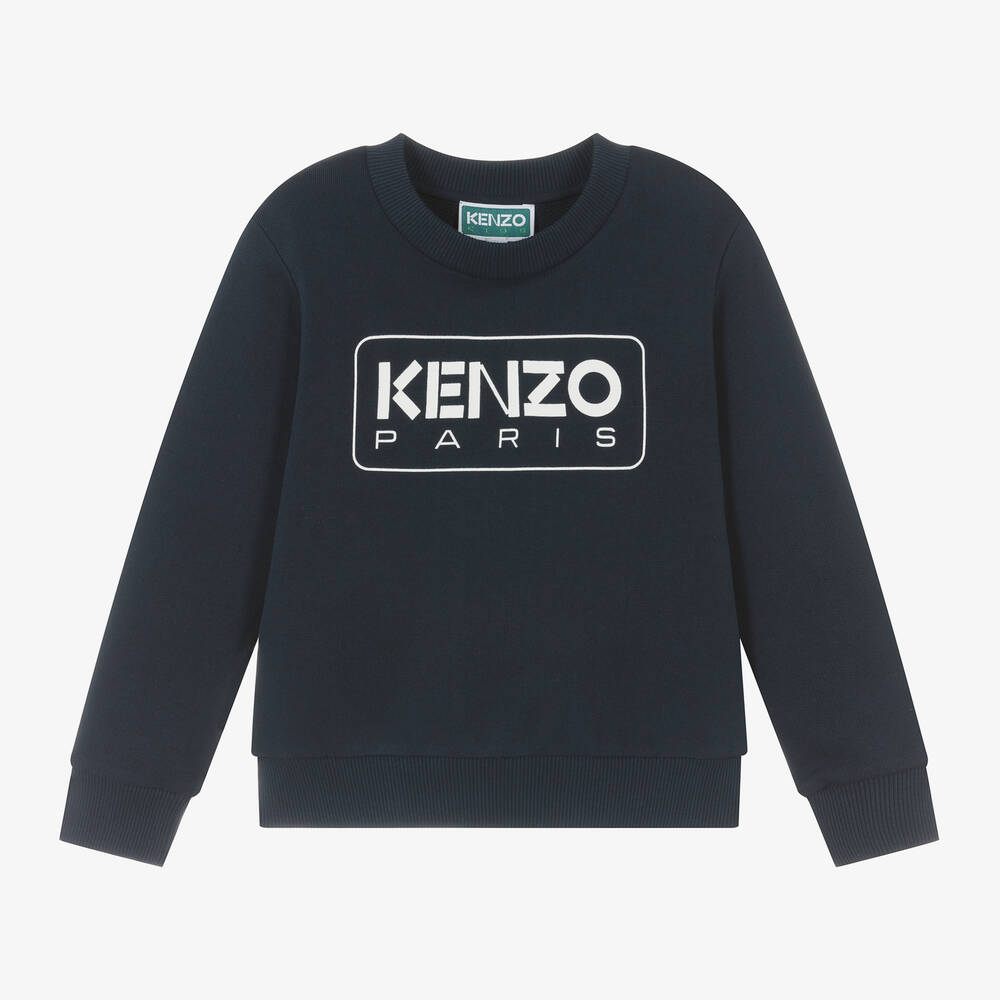 KENZO KIDS - Boys Navy Blue Cotton Sweatshirt | Childrensalon
