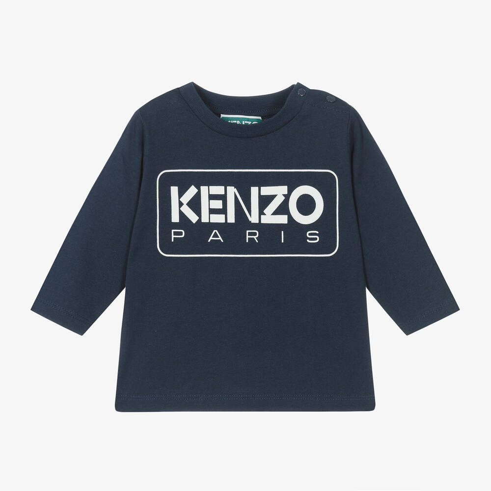 KENZO KIDS - Boys Navy Blue Organic Cotton Top | Childrensalon