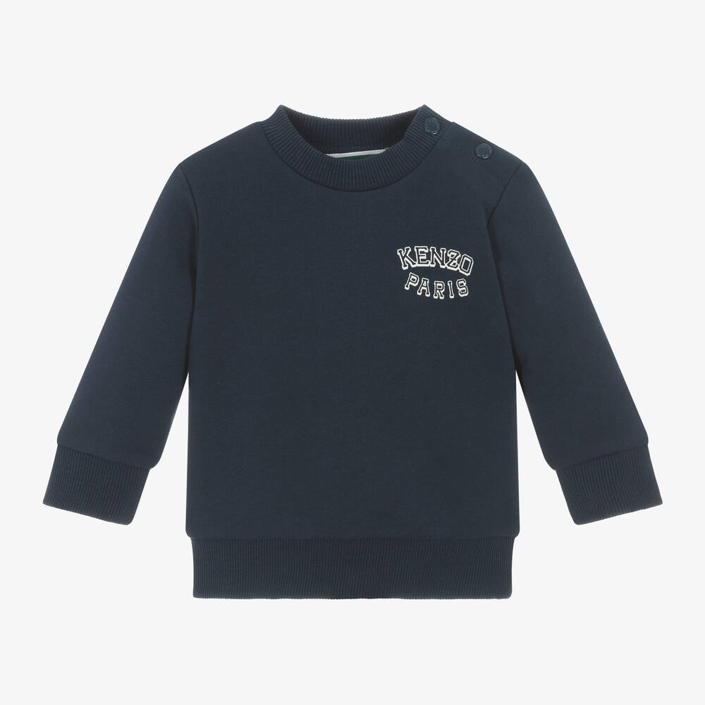 Shop Kenzo Kids Boys Navy Blue Varsity Tiger Sweatshirt