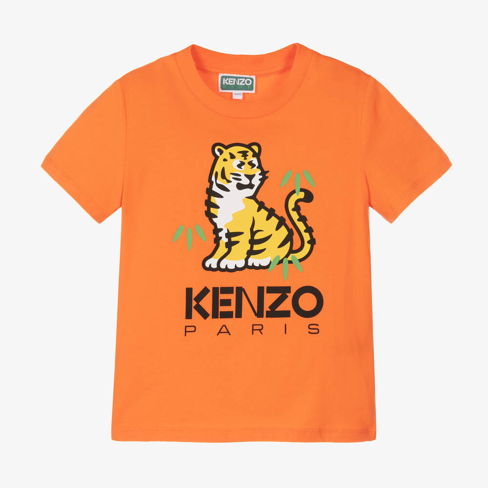 KENZO KIDS - Boys Orange Cotton Kotora Logo T-Shirt | Childrensalon