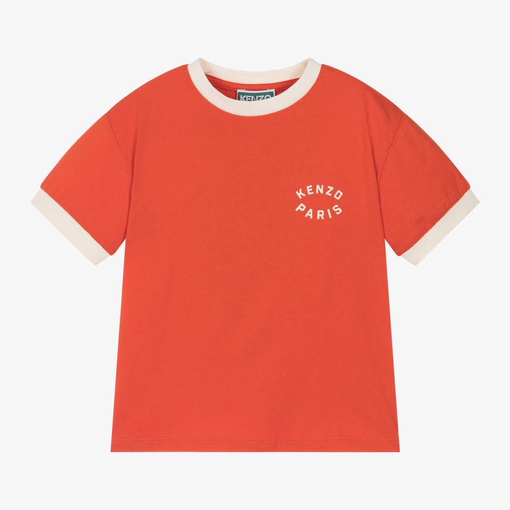 KENZO KIDS - Boys Orange Organic Cotton T-Shirt | Childrensalon