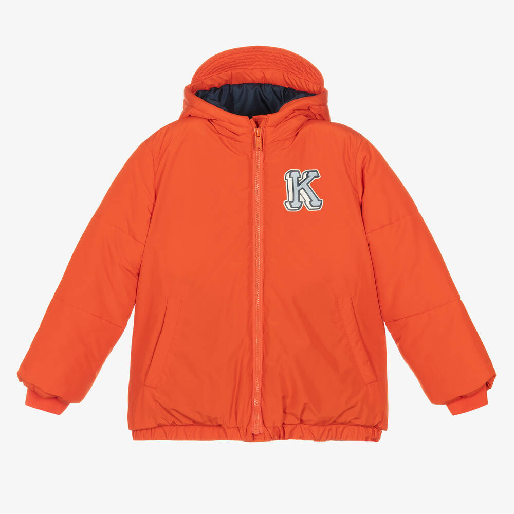 Kenzo Kids Boys Orange Varsity Tiger Padded Jacket