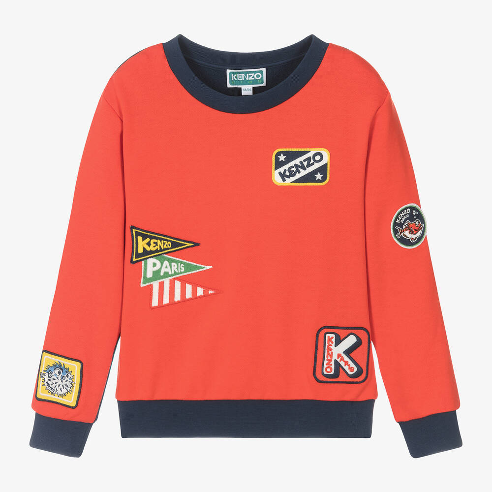KENZO KIDS - Boys Red & Blue Cotton Sweatshirt | Childrensalon