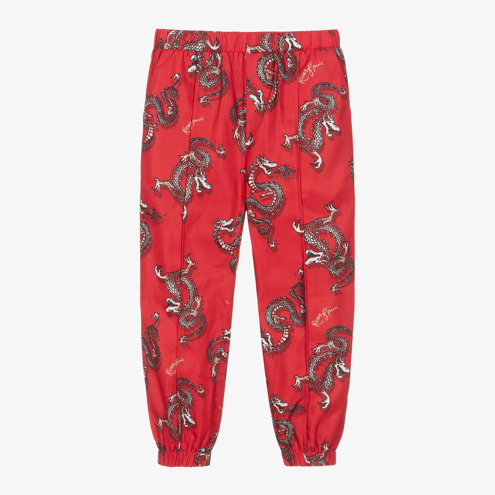 KENZO KIDS - Pantalon rouge en satin dragons garçon | Childrensalon
