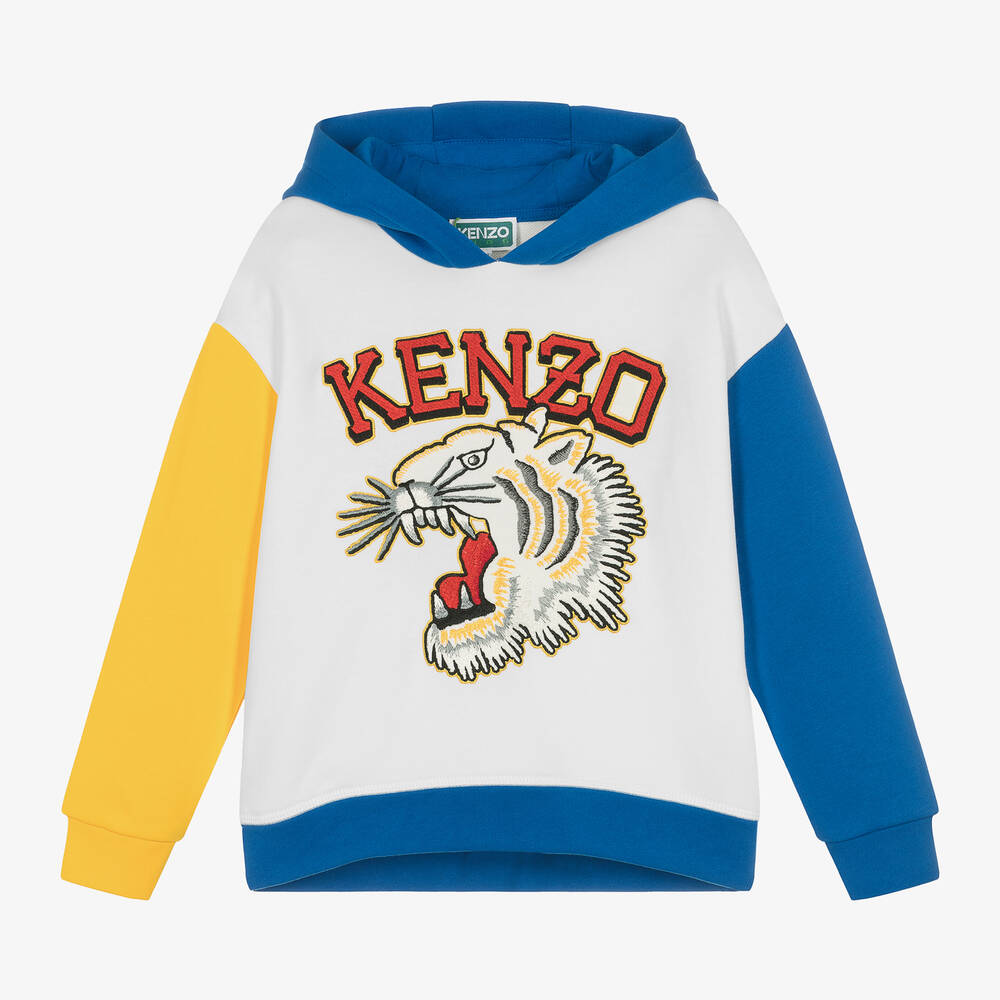 KENZO KIDS - Белая хлопковая худи с цветовыми блоками для мальчиков | Childrensalon