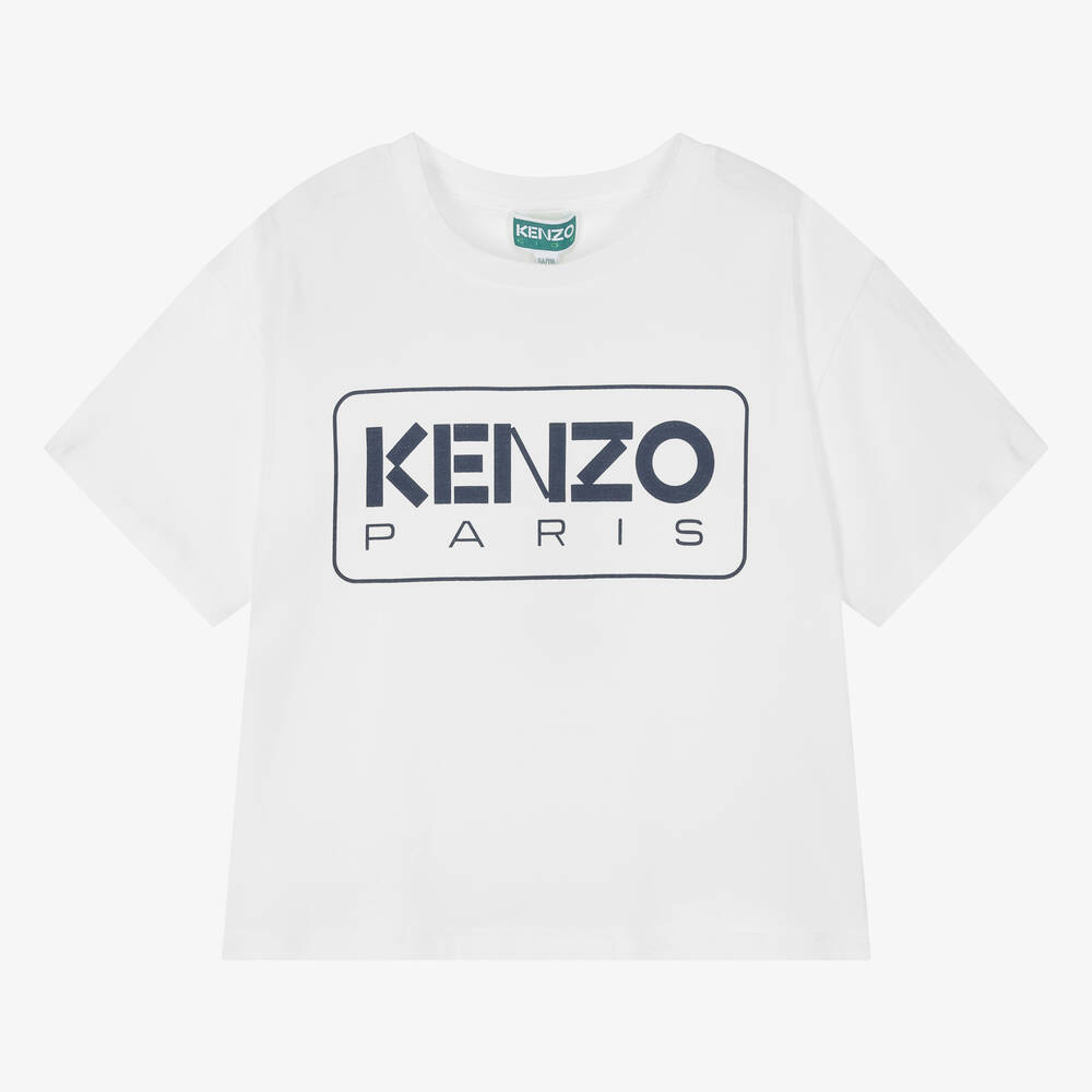 KENZO KIDS - Белая хлопковая футболка Kenzo Paris для мальчиков | Childrensalon