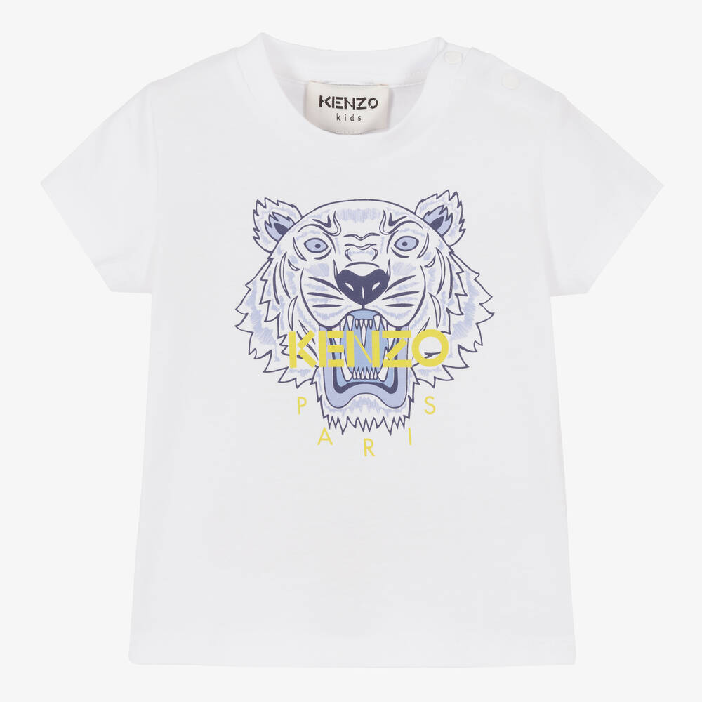 KENZO KIDS - Boys White Cotton Tiger T-Shirt | Childrensalon