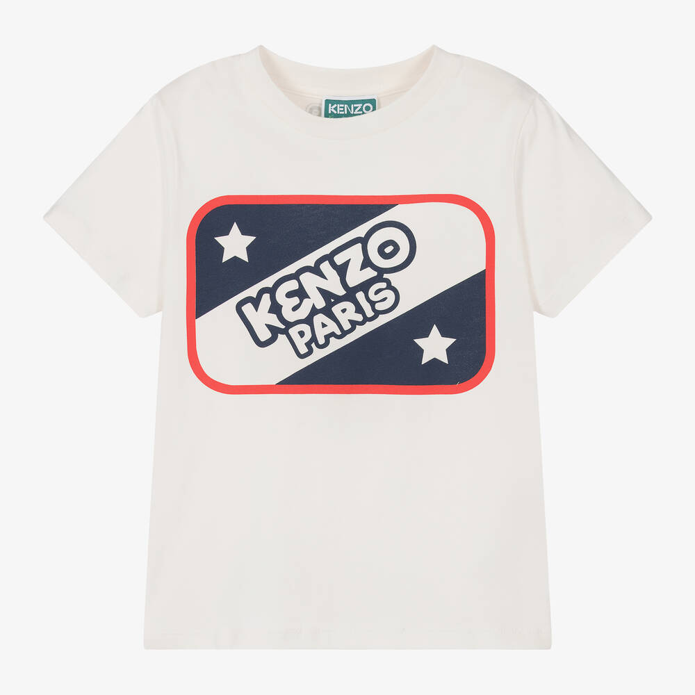 KENZO KIDS - Boys White Organic Cotton T-Shirt | Childrensalon