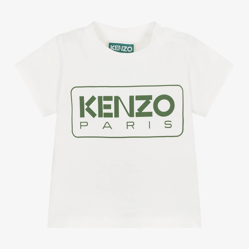 KENZO KIDS - تيشيرت قطن عضوي لون أبيض للأولاد | Childrensalon