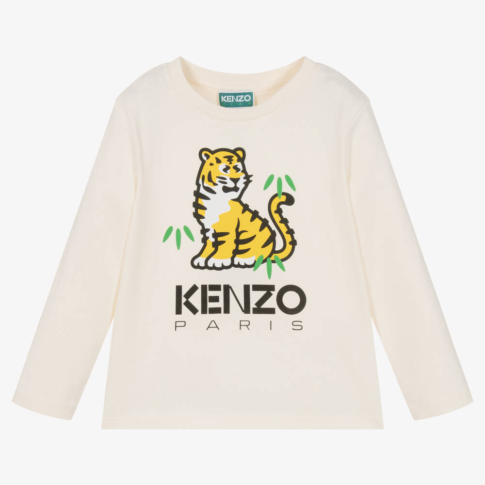 KENZO KIDS - توب كوتورا قطن لون عاجي للبنات | Childrensalon