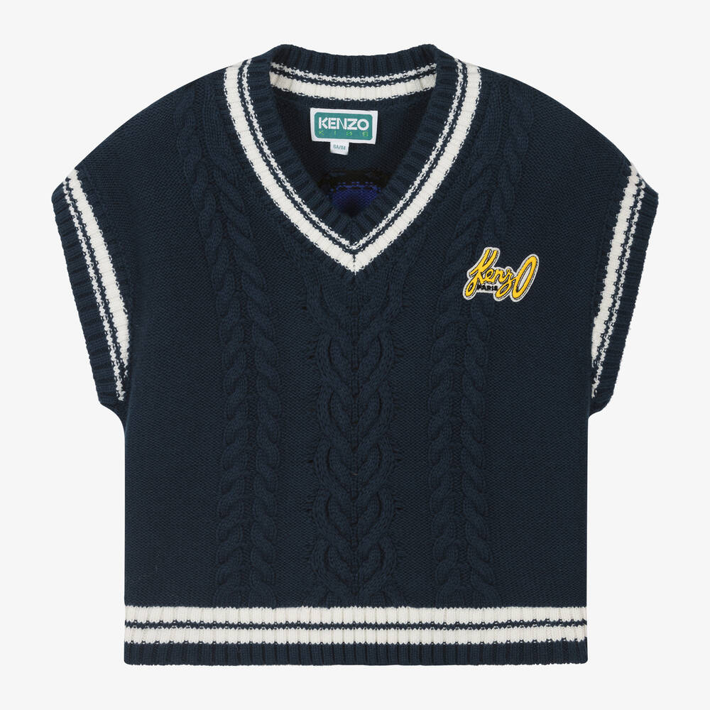 KENZO KIDS - Girls Navy Blue Cotton Knit Slipover | Childrensalon