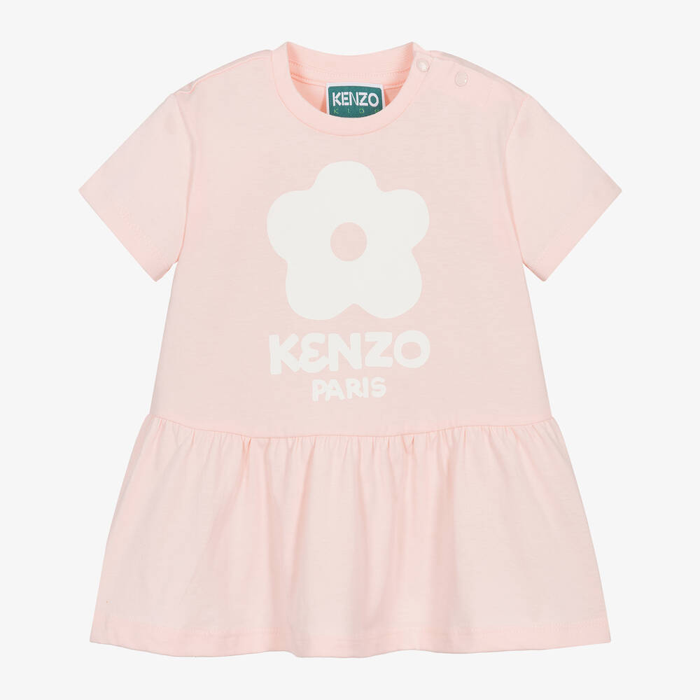 Shop Kenzo Kids Girls Pink Cotton Jersey Dress