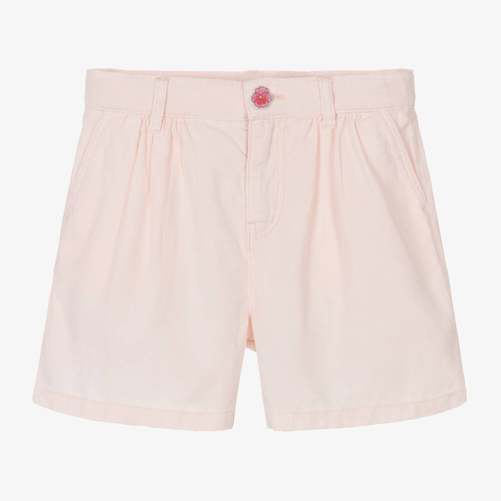 KENZO KIDS - Girls Pink Cotton & Linen Shorts | Childrensalon