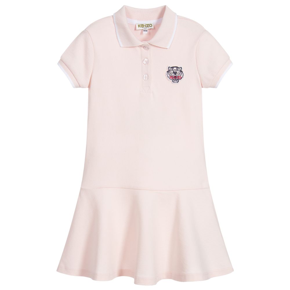 KENZO KIDS - Girls Pink Cotton Polo Dress | Childrensalon