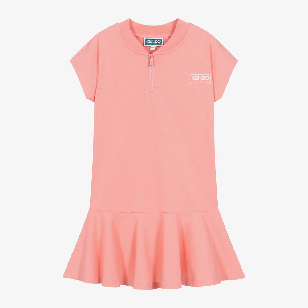 KENZO KIDS - Girls Pink Organic Cotton Dress | Childrensalon