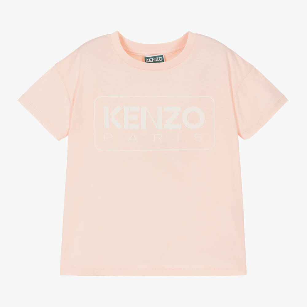 KENZO KIDS - Girls Pink Organic Cotton T-Shirt | Childrensalon