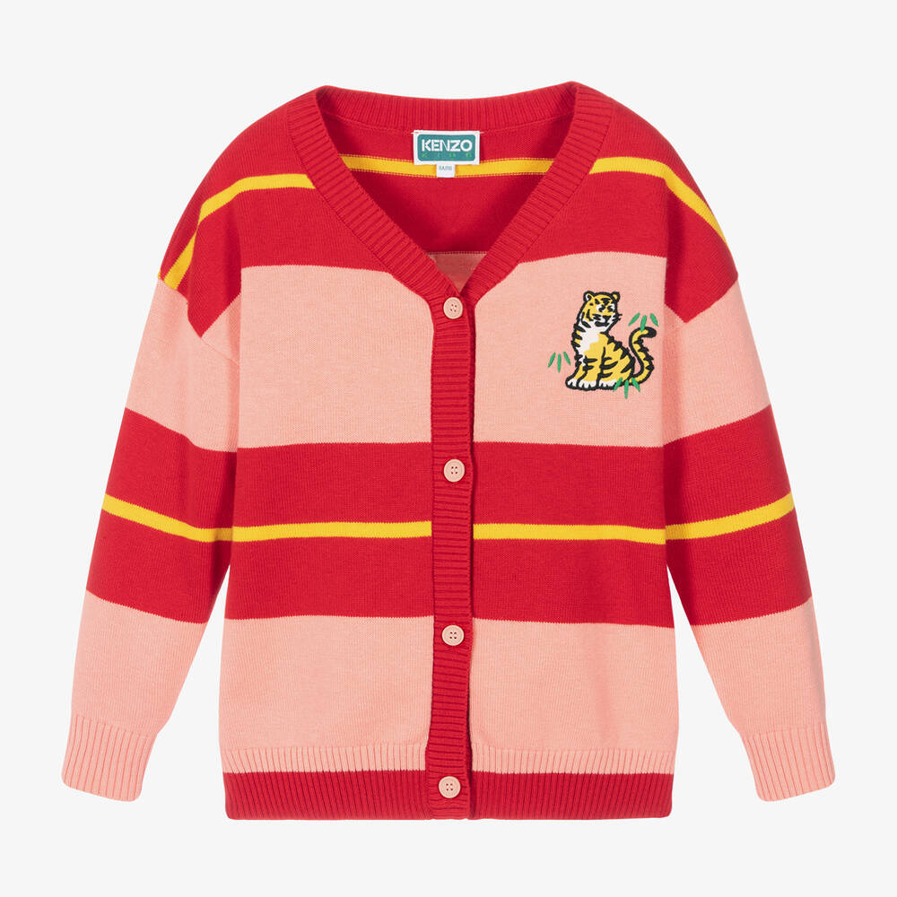 KENZO KIDS - Cardigan rose et rouge KOTORA | Childrensalon