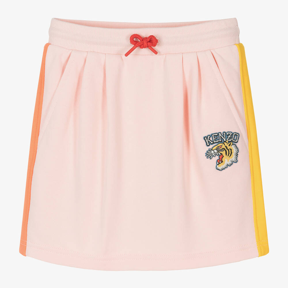 KENZO KIDS - Girls Pink Varsity Tiger Cotton Skirt | Childrensalon
