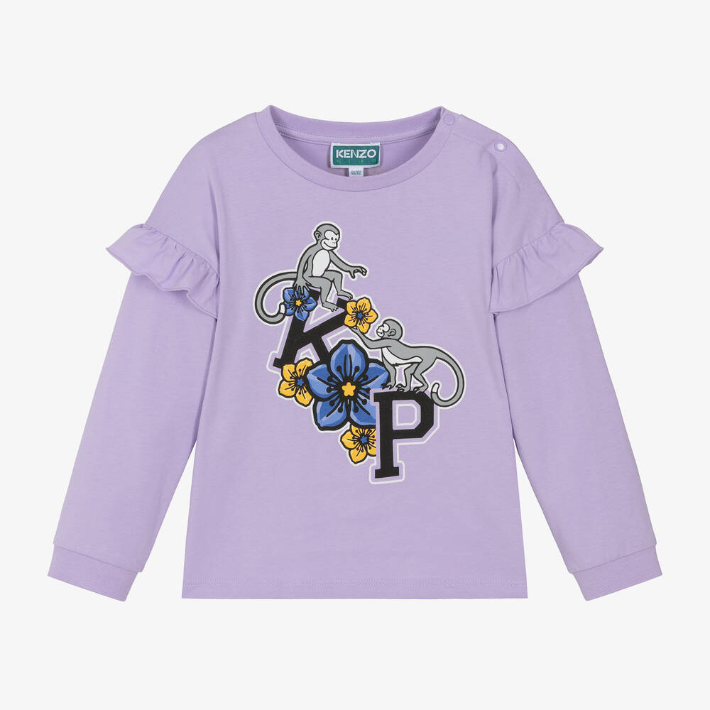 KENZO KIDS - Girls Purple Cotton Top | Childrensalon