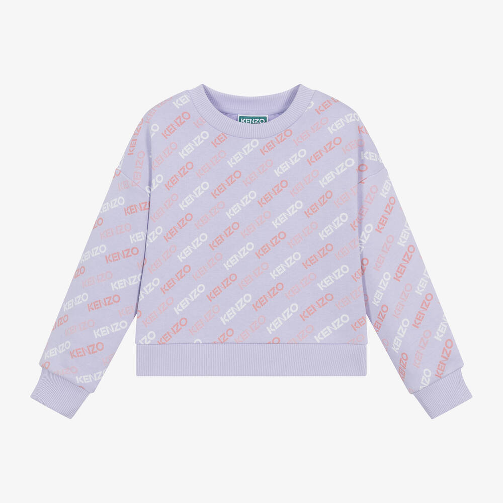 KENZO KIDS - Girls Purple Organic Cotton Sweatshirt | Childrensalon