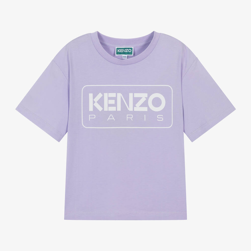 KENZO KIDS - Girls Purple Organic Cotton T-Shirt | Childrensalon