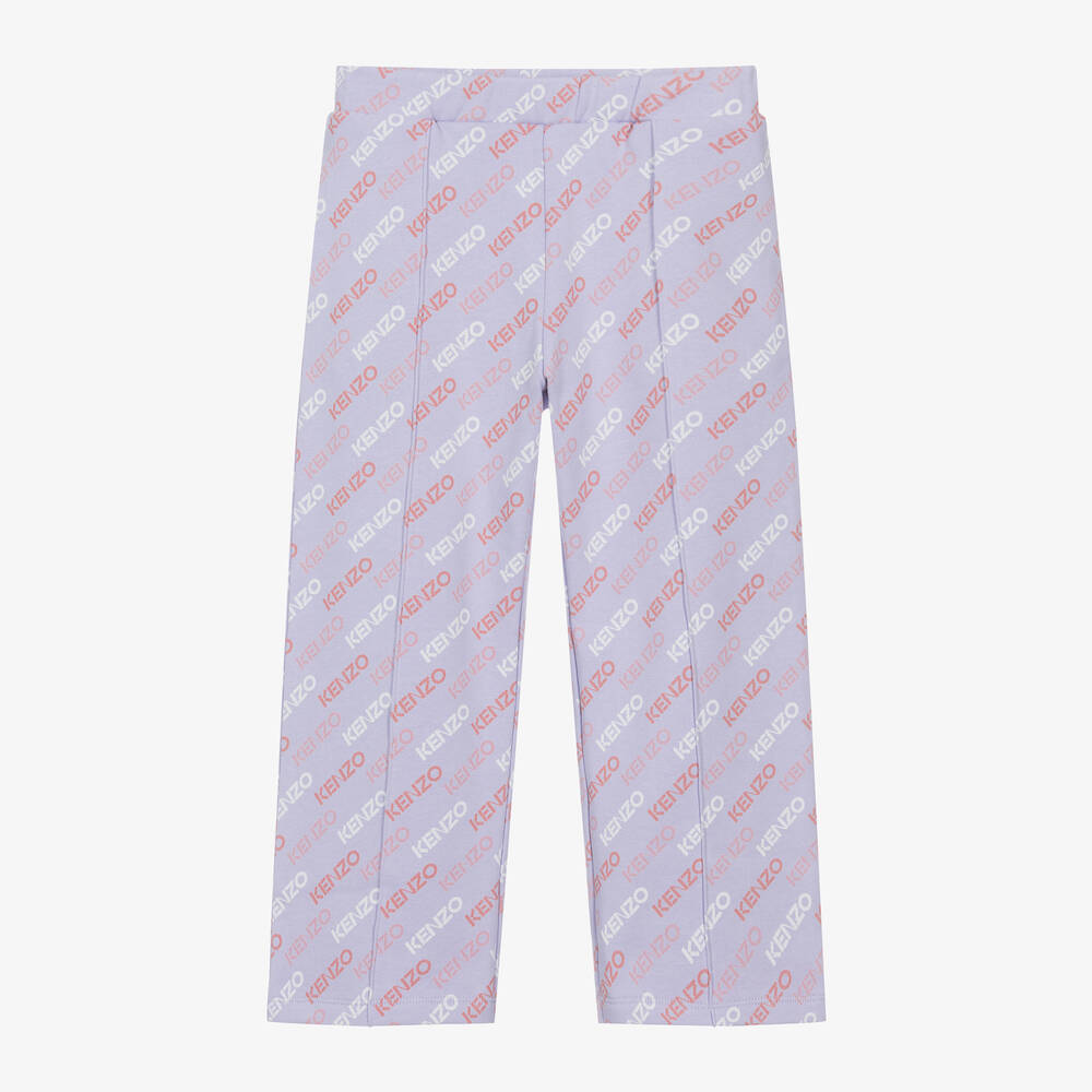 KENZO KIDS - Girls Purple Organic Cotton Wide Leg Joggers | Childrensalon