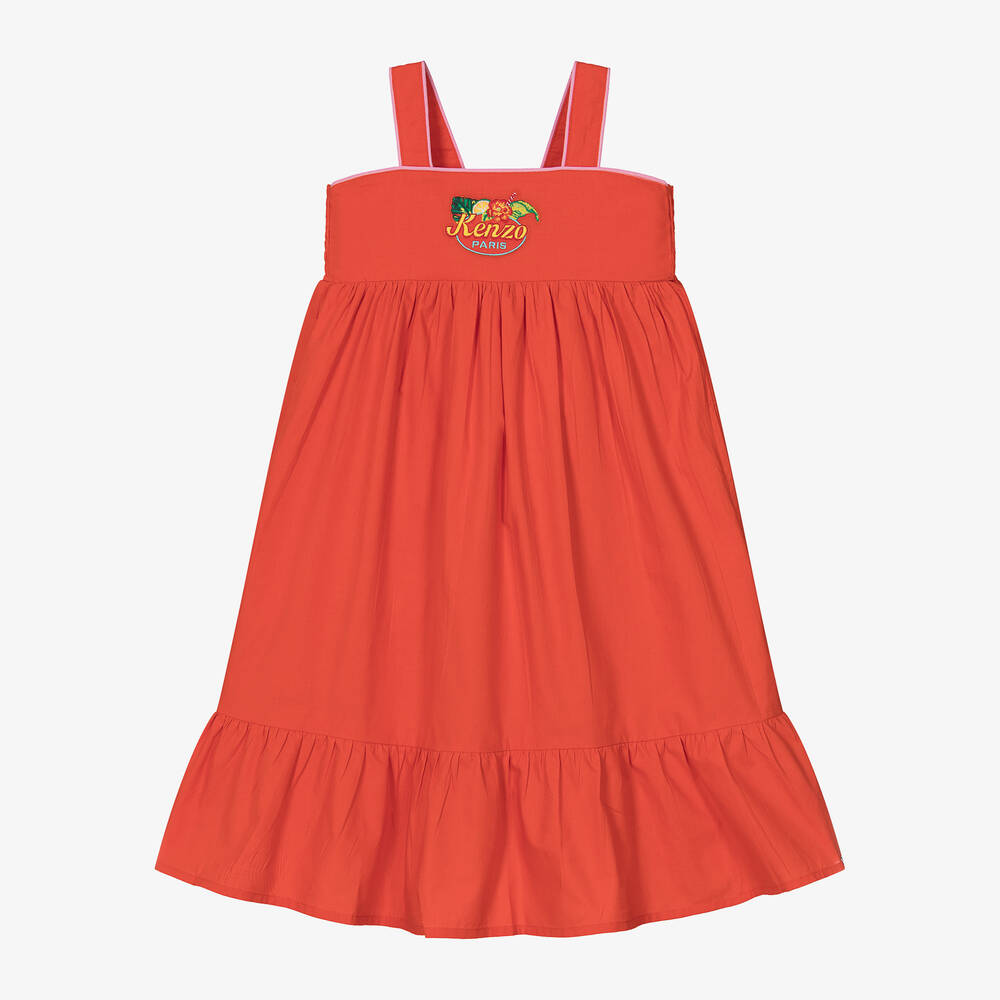 KENZO KIDS - Girls Red Cotton Dress | Childrensalon