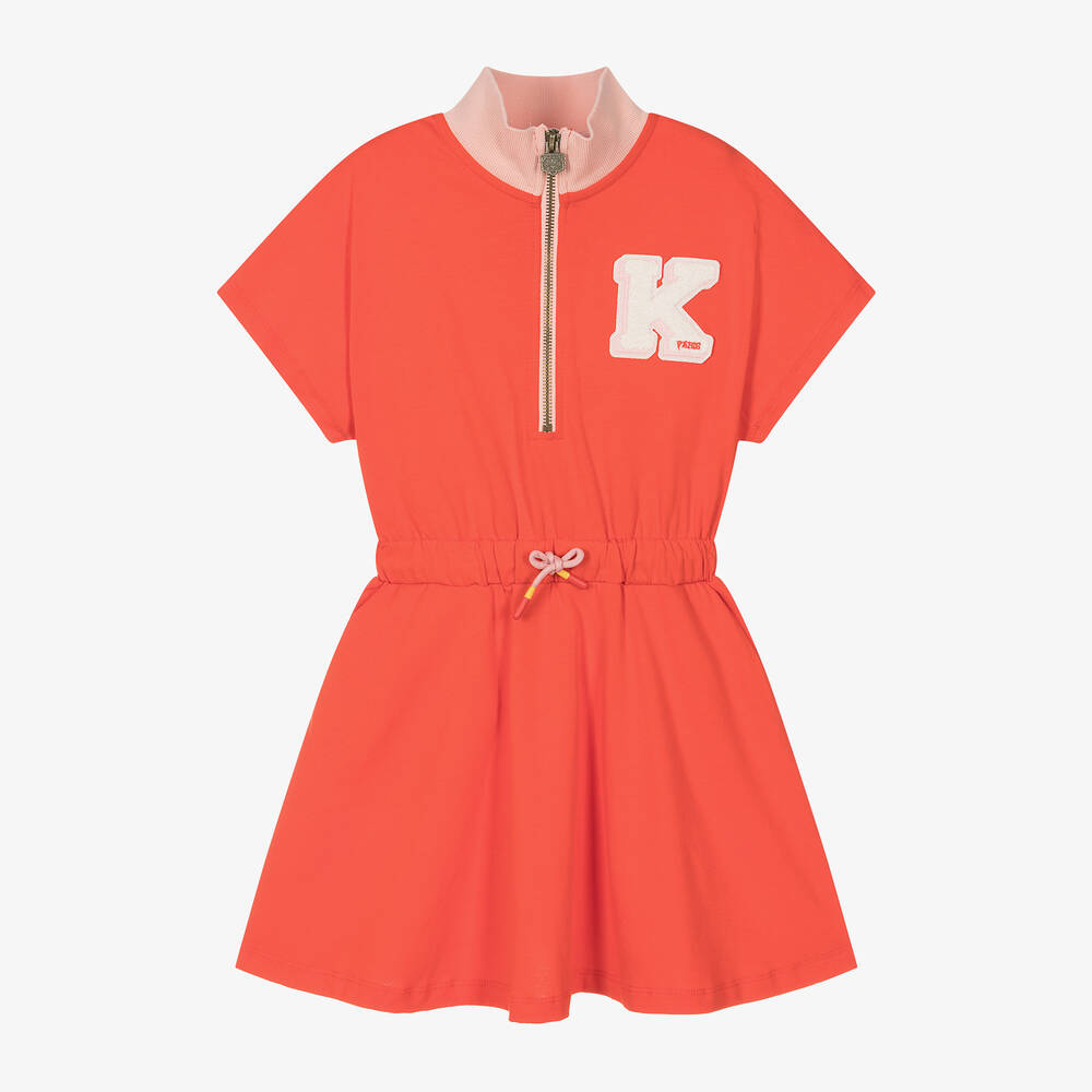 KENZO KIDS - Girls Red Tiger Cotton Dress | Childrensalon