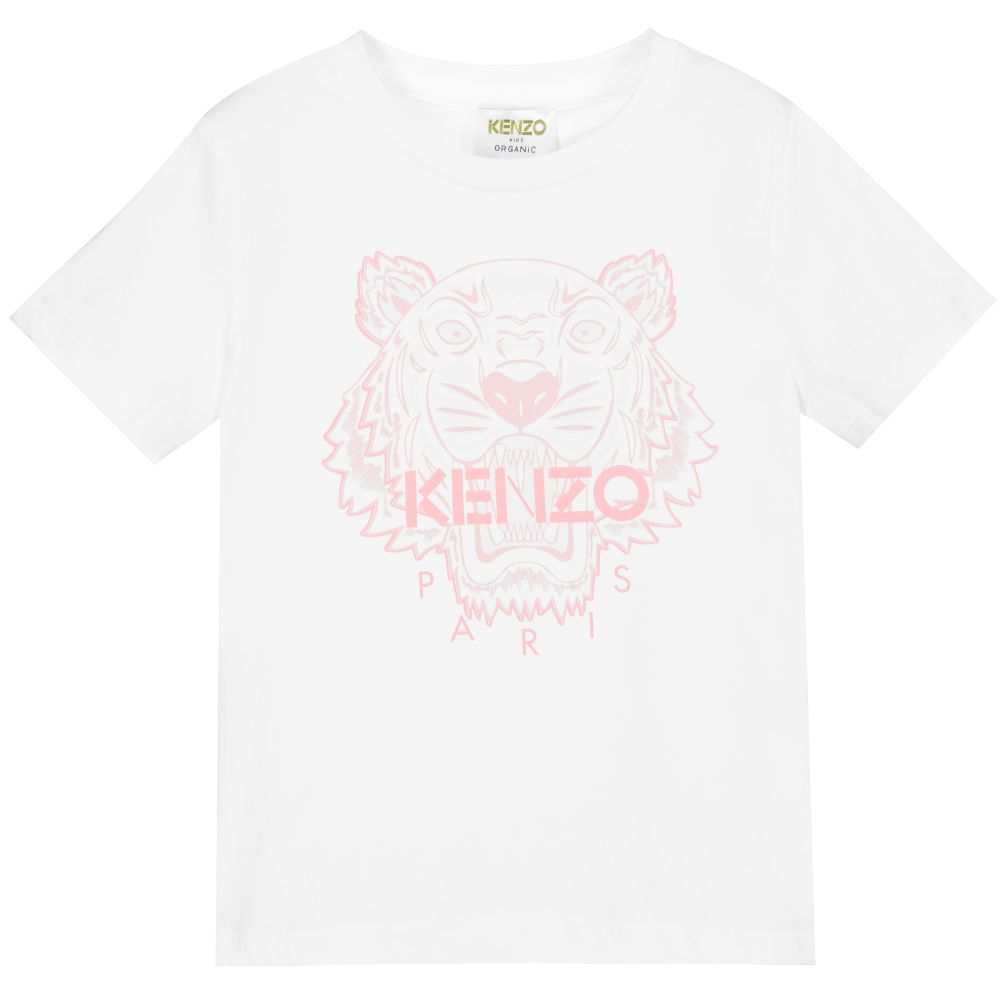 KENZO KIDS - Girls White Tiger T-Shirt | Childrensalon