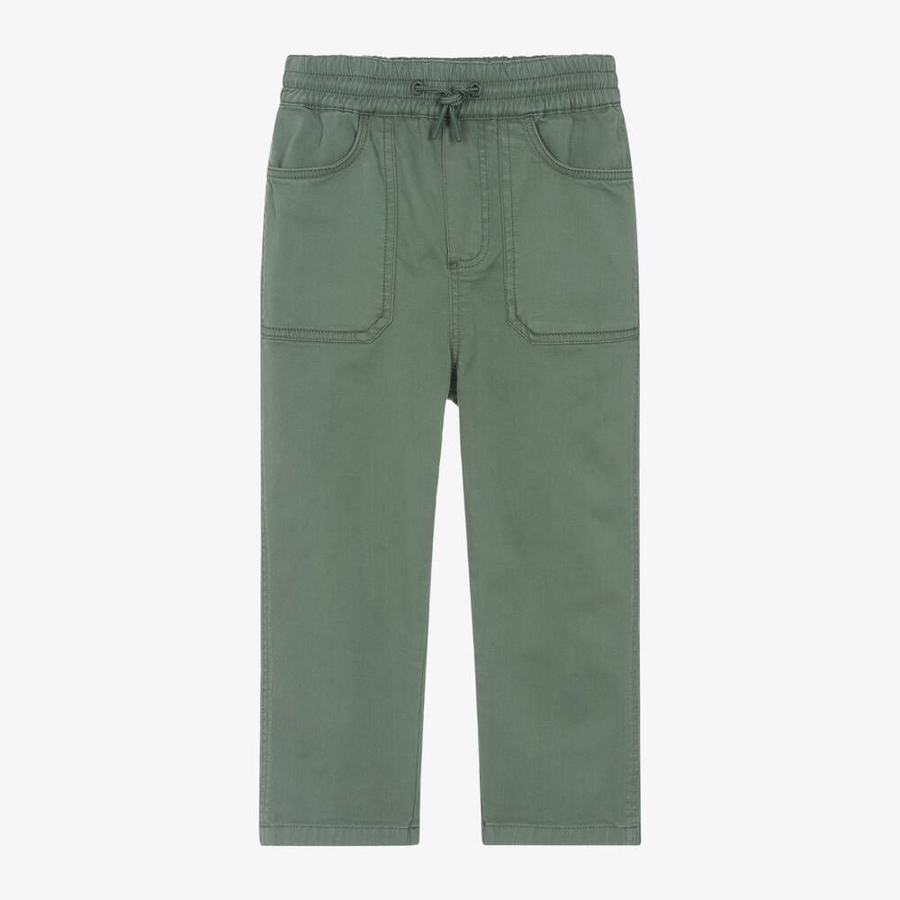 KENZO KIDS - Green Cotton Twill Trousers | Childrensalon