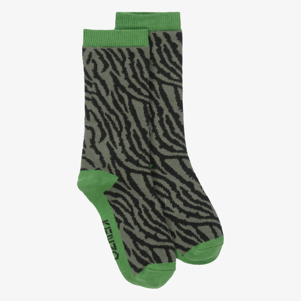 KENZO KIDS - Grüne KOTORA Zebra-Socken | Childrensalon