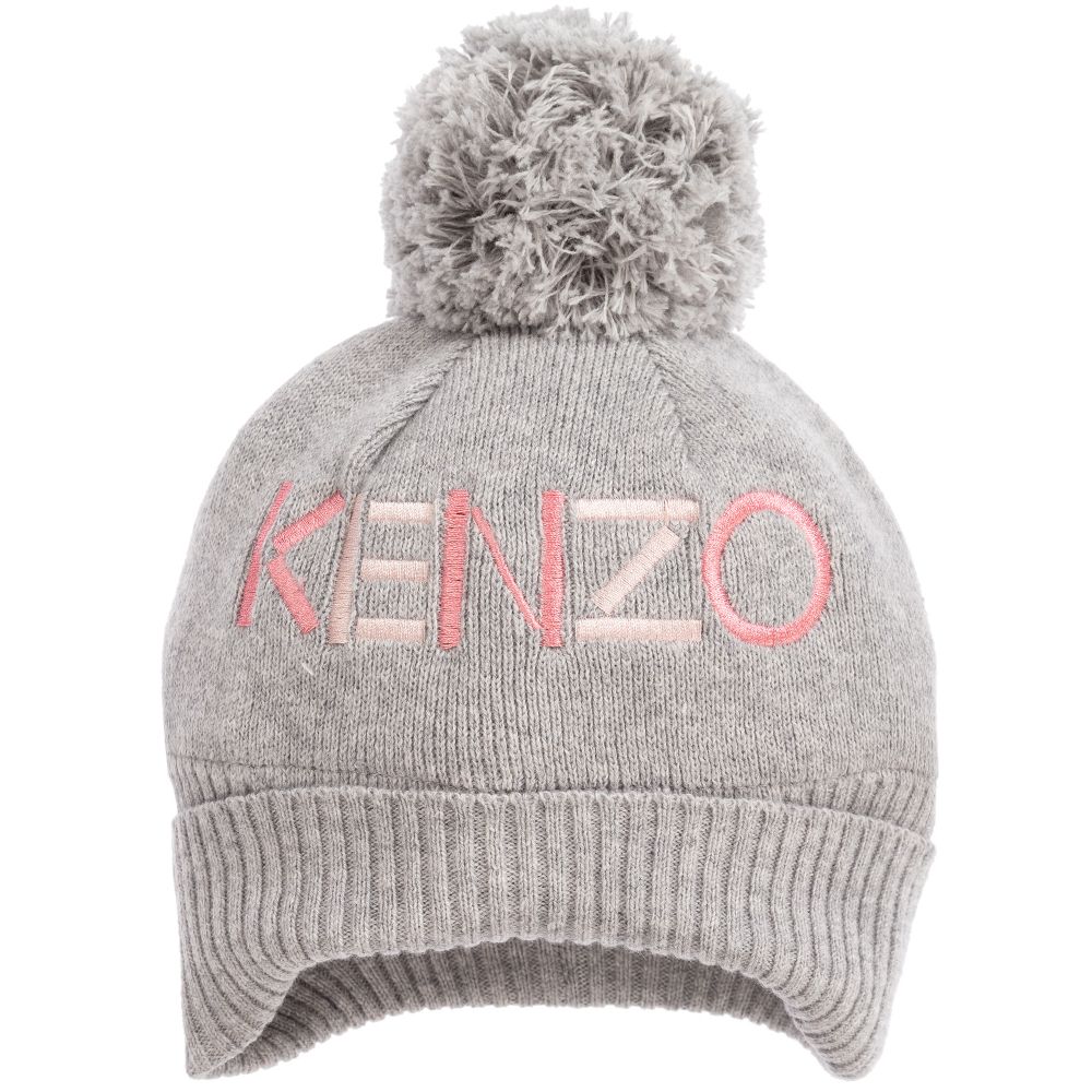 KENZO KIDS - Grey Cotton & Cashmere Hat | Childrensalon