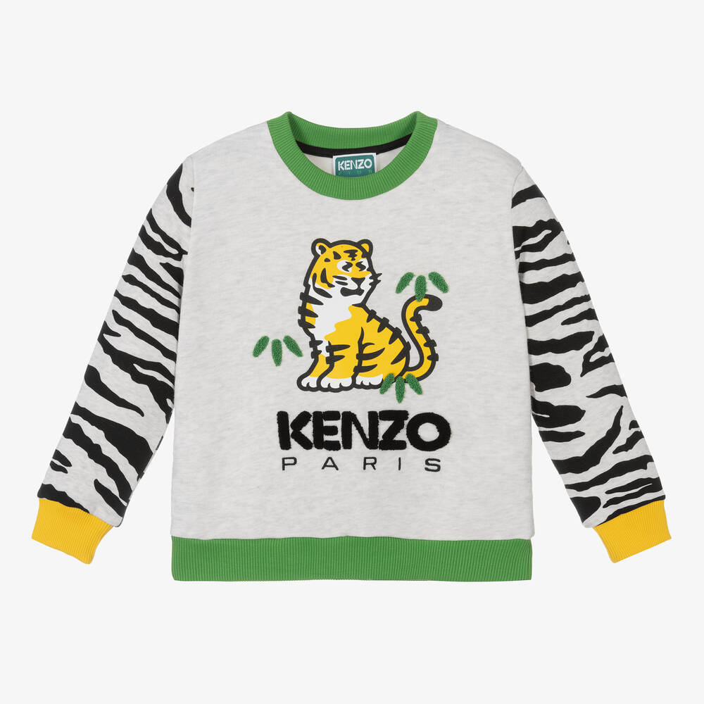 KENZO KIDS - Grey Cotton KOTORA Sweatshirt   | Childrensalon