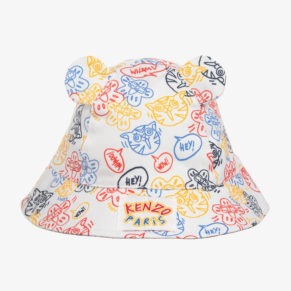 KENZO KIDS - Ivory Cotton Baby Bucket Hat | Childrensalon