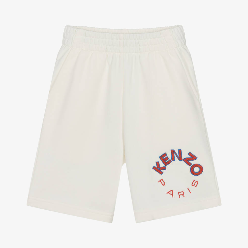 KENZO KIDS - Ivory Cotton Jersey Shorts | Childrensalon