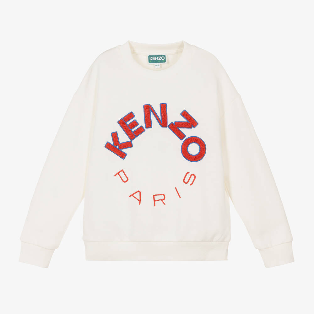 KENZO KIDS - Ivory Cotton Jersey Sweatshirt | Childrensalon