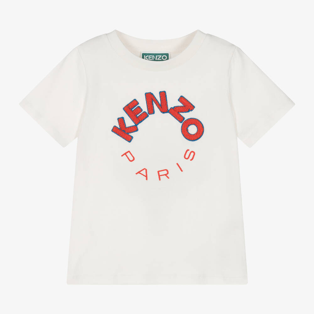 KENZO KIDS - Ivory Cotton T-Shirt | Childrensalon