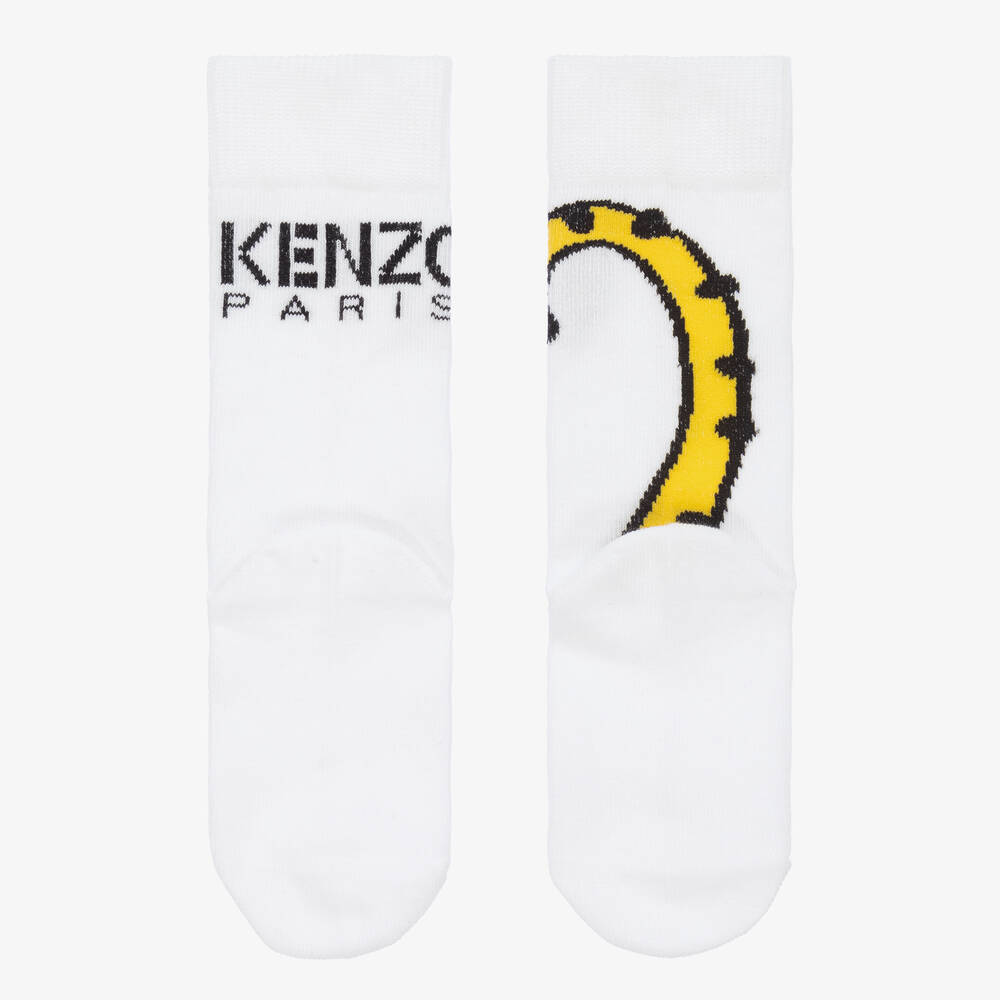 KENZO KIDS - Ivory Cotton Tiger Tail Socks | Childrensalon