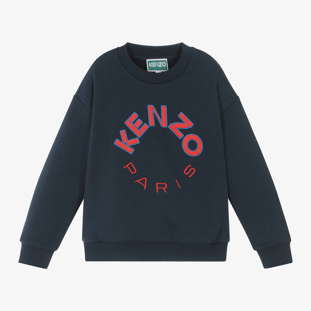 Kenzo Babies'  Kids Navy Blue Cotton Jersey Sweatshirt