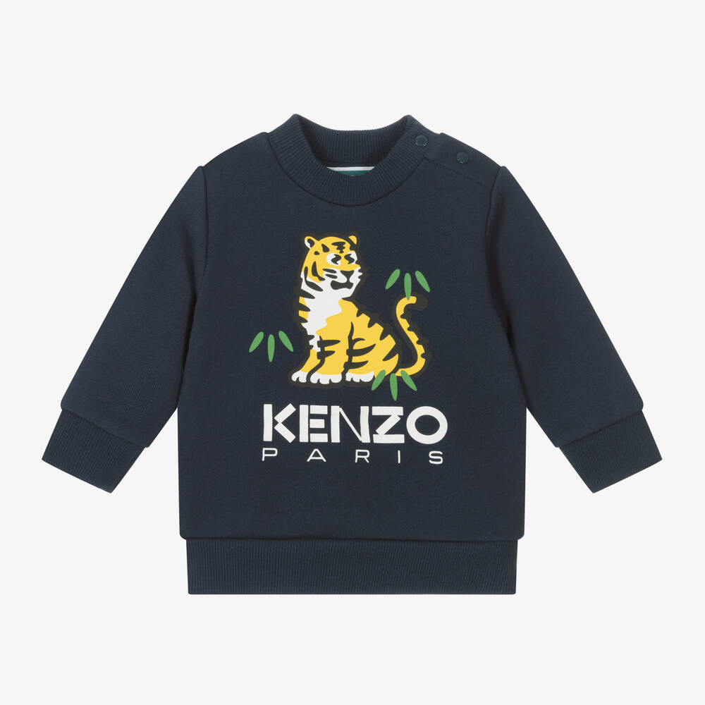 KENZO KIDS -  سويتشيرت كوتورا قطن لون كحلي | Childrensalon