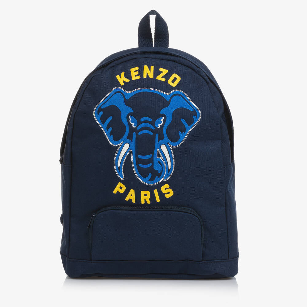 KENZO KIDS - حقيبة ظهر بطبعة الفيل كانفاس لون كحلي (36 سم) | Childrensalon