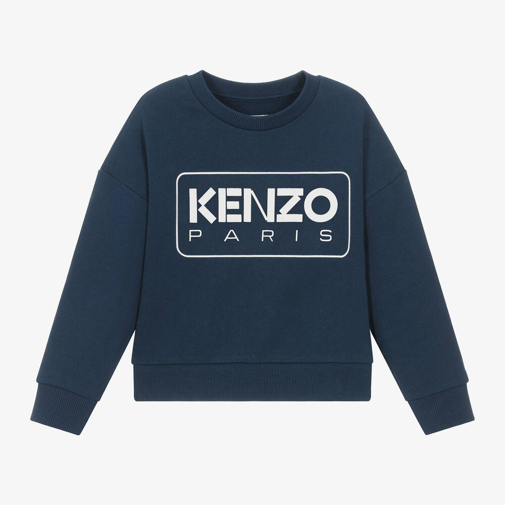 KENZO KIDS - سويتشيرت قطن عضوي لون كحلي | Childrensalon