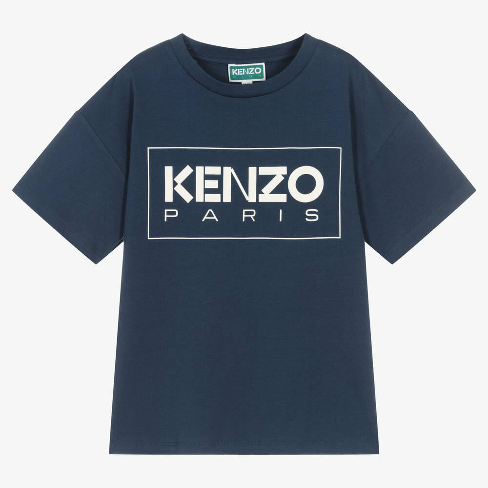 KENZO KIDS - T-shirt bleu marine en coton bio | Childrensalon