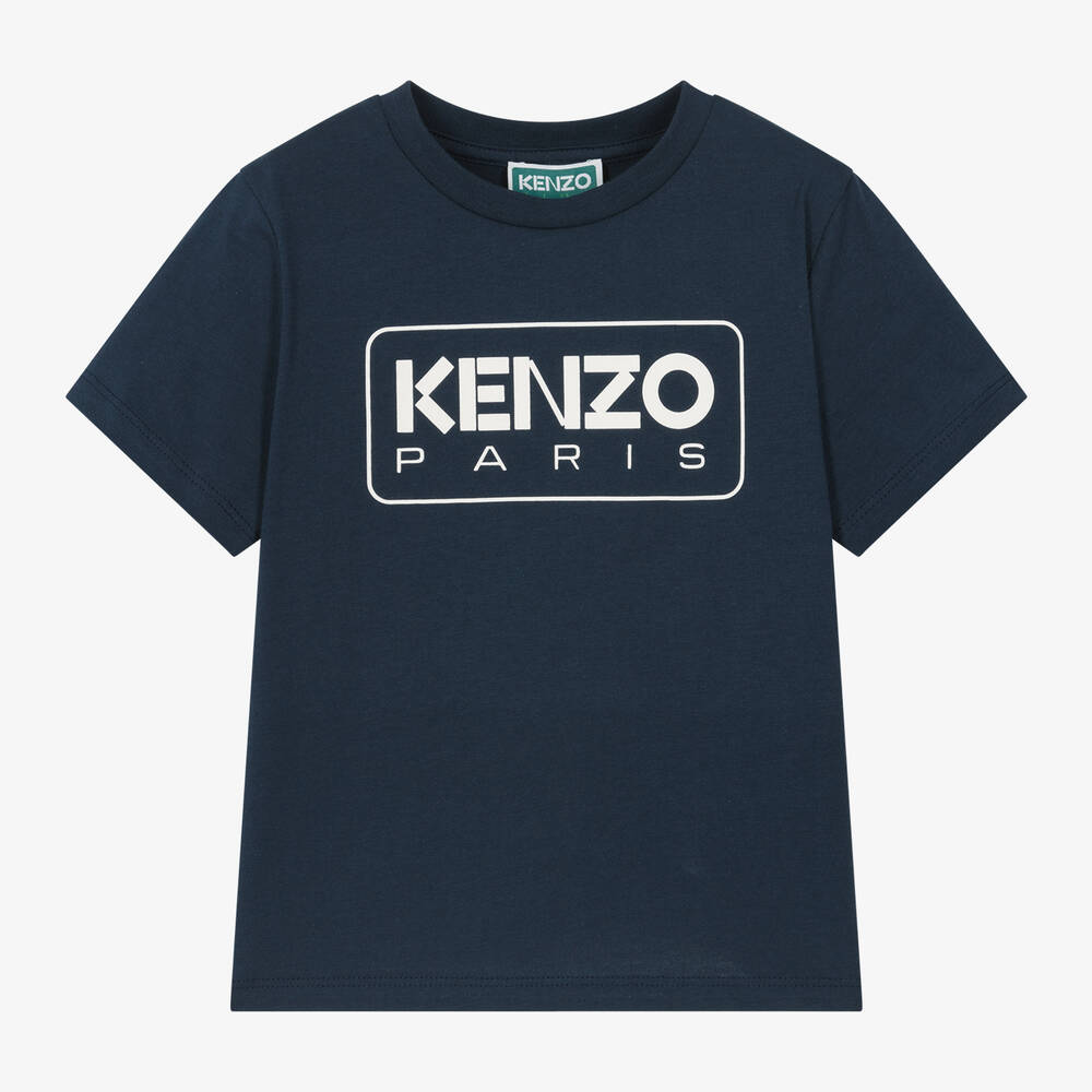 KENZO KIDS - Navy Blue Organic Cotton T-Shirt | Childrensalon