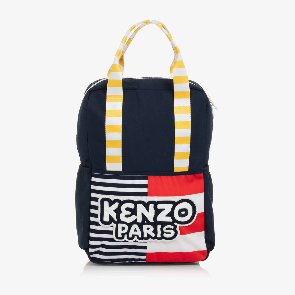 Shop Kenzo Navy Blue Striped Backpack (35cm)
